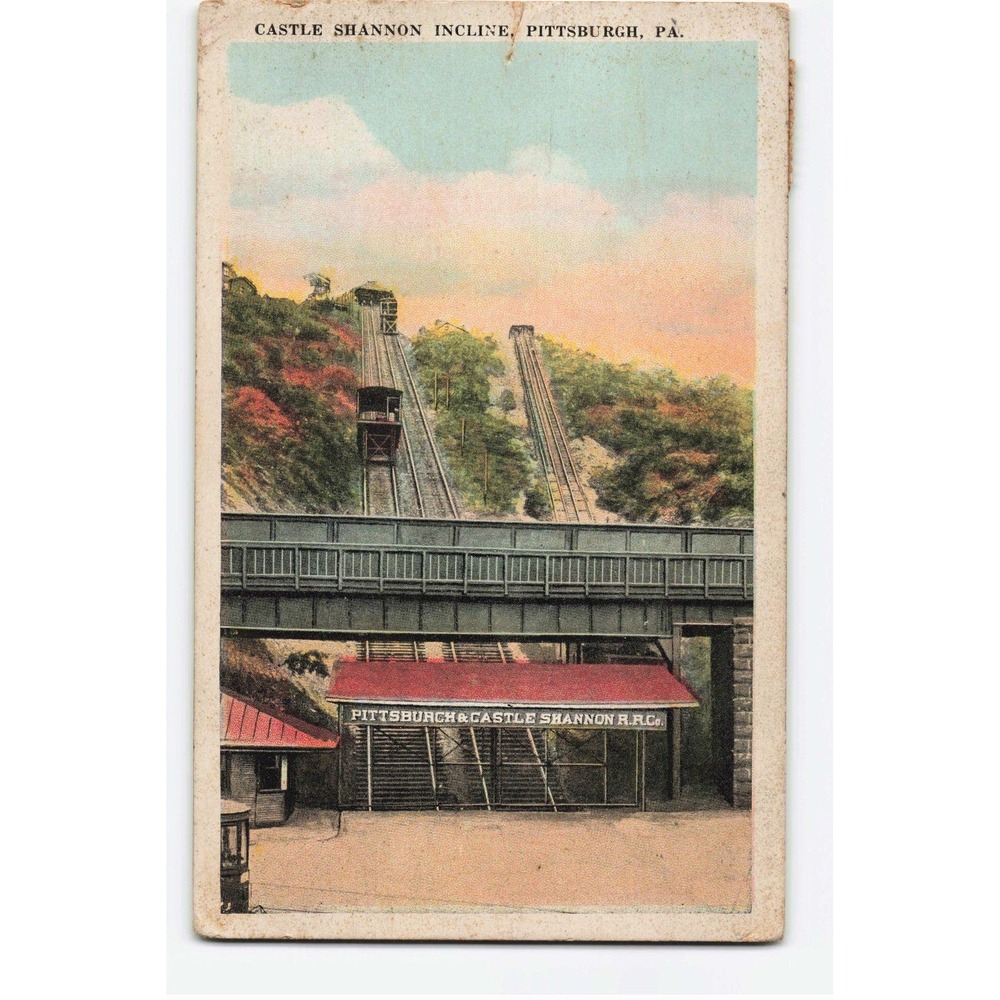 Vintage 1922 Castle Shannon Incline Pittsburgh PA Postcard Railway Funicular
